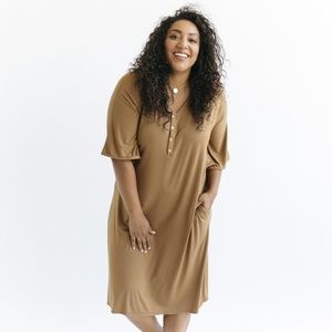 Dwell + Slumber Classic Caften Dress in Camel